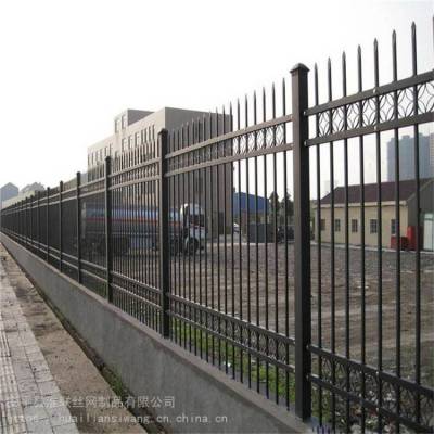 带尖方管护栏 铁艺围墙栅栏 蓝白锌钢小区栏杆
