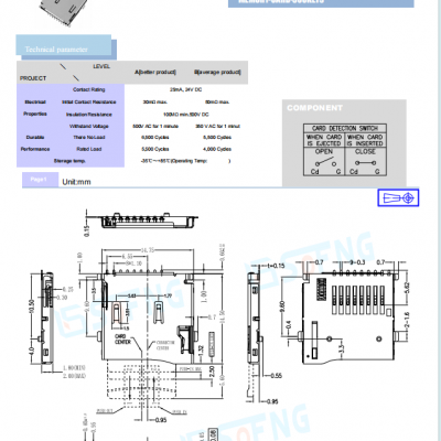 TF卡座 7MSDP-BA-1016 PUSH-PUSH自弹自锁,常开式,