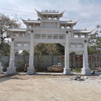 廠家*** 石雕牌樓 石頭牌坊 大理石石牌樓 景觀大門 公園石牌坊安裝