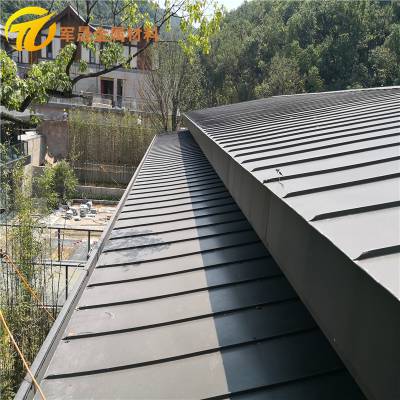 厂家供应温州别墅0.9mm25-430深灰色铝镁锰板 矮立边金属屋面板