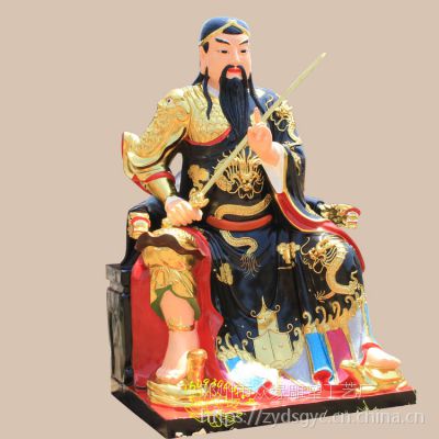 执旗捧剑真武大帝神像 镀金无量祖师神像 玉虚祖师图片 手工彩绘神像