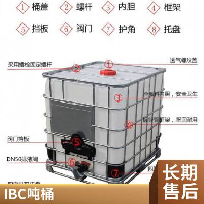 1000L 加厚IBC吨桶 带铁架耐酸碱化工桶 全新塑料吨桶