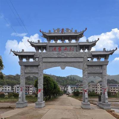 美丽乡村标志石牌坊建设 景区石牌楼设计图案精美