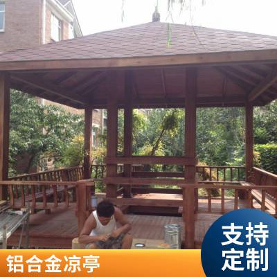 户外庭院凉亭 防腐木仿古景观水榭亭 古建四角六角实木亭子