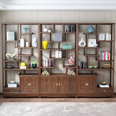 皇帅 博古架 实木新中式组合 仿古家具古董架 多宝阁茶叶柜茶室展示柜