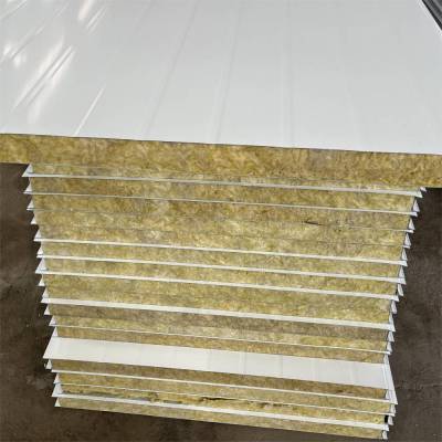 泰安岩棉复合板 100厚双面彩钢岩棉板 尺寸按需定制