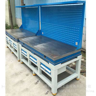 柳州实木工具桌 模具钳工装配桌 复合板带挂板工作桌生产厂家