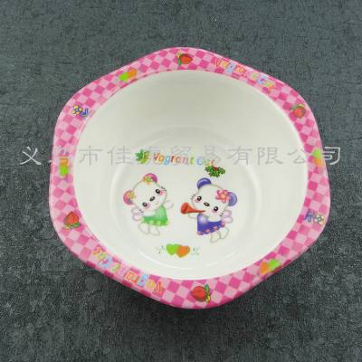仿瓷密胺餐具美耐皿儿童碗塑料卡通六角碗赠品礼品碗一元二元批发