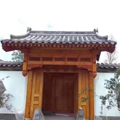 中式装修实木仿古门头屋檐古建门窗翘角横檐斗拱牌匾