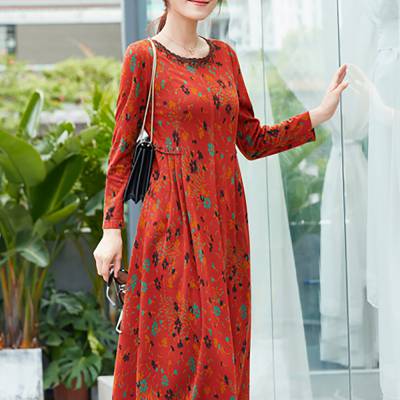 梦莎奴秋 优雅气质大码女装 中大淑妈妈装 折扣店实卖连衣裙单品