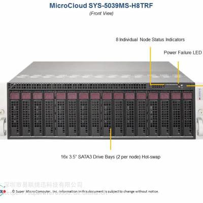 3U8节点服务器-单路E3-1200 V5/V6平台 SYS-5039MS-H8TRF