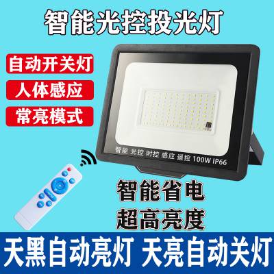 全自动光控感应投光灯220V超亮户外投光灯工地庭院家用天黑自动亮