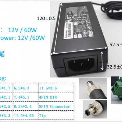 Delta台达直流电源适配器12V ADP-60KD B PSE KC 提供规格书 安規证书