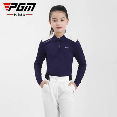 PGM新品 儿童高尔夫服装女童长袖T恤 舒适亲肤 运动面时尚百搭