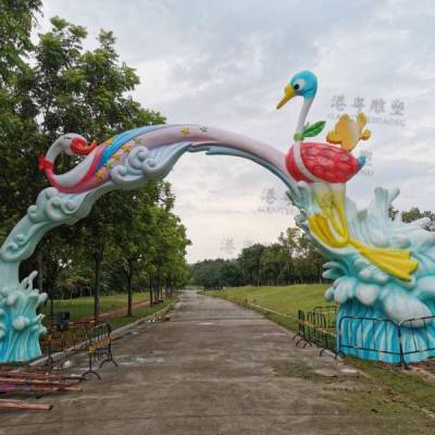 东莞生态园景区大型门头雕塑天鹅湖门头装饰造型雕塑