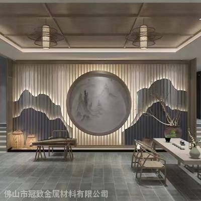 定做酒店前台304不锈钢屏风背景墙 定制几何形不锈钢屏风