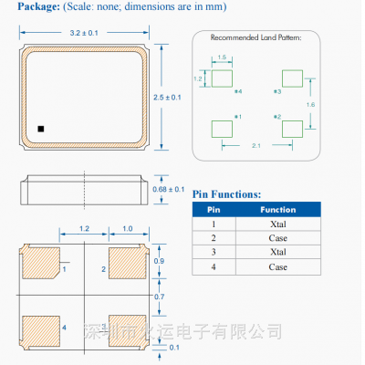 进口石英贴片 27MHz 10pF 3225谐振器 FL2700144 百利通亚陶晶振