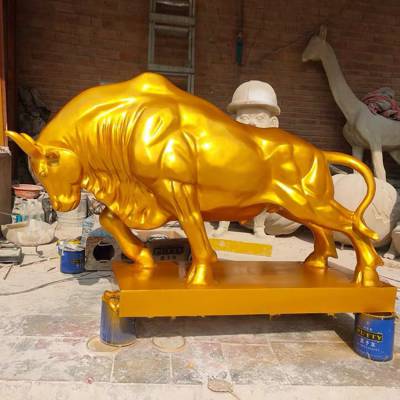 玻璃钢金牛雕塑 吉祥物牛雕塑 恒创玻璃钢动物雕塑厂家