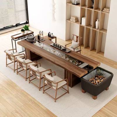 新中式整块茶台非洲花梨大板茶桌源头直供定制茶室实木家具