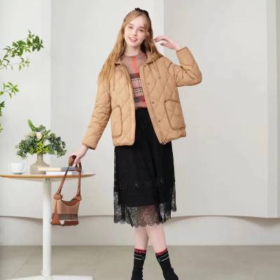 折扣女装市场 宝莱国际羽绒服 成熟优雅气质大码刺绣羽绒服