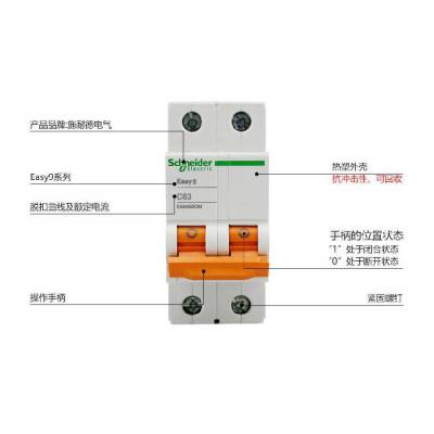 施耐德断路器E9空气开关家用2P空开63A无漏电保护器1P+N 20A原装正品