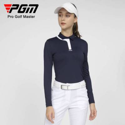 PGM新品高尔夫女士长袖T恤 秋冬*** 运动面料 拼色侧身显瘦设计