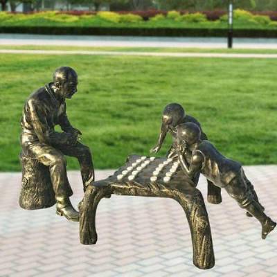 园林景观对弈雕塑精选 社区雕塑 对弈雕塑底座订做