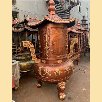 寺庙铸铁烧纸炉圆形经炉肚径1.2米佛教道教宗祠景区佛堂道场焚化