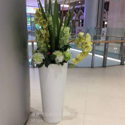 玻璃钢落地花瓶 玻璃钢花盆 商场美陈装饰花瓶 白色种植器