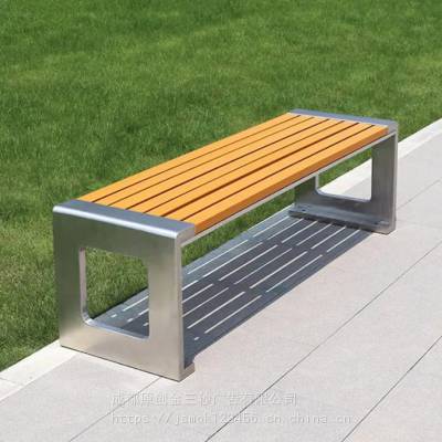 不锈钢仿木纹公园长椅 公共区域木质凳子定制