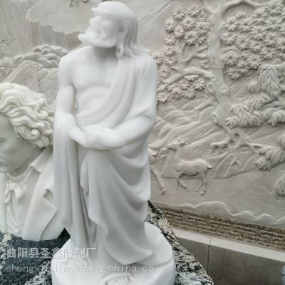 石雕达摩老祖 天然石材汉白玉 雕刻摆件 传统人物石雕 佛像观音像 家中供奉佛像