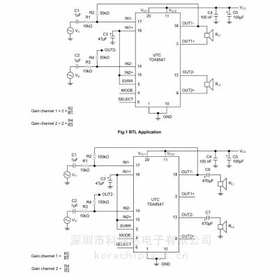 TDA8547 友顺BTL音频放大器芯片 带输出通道切换