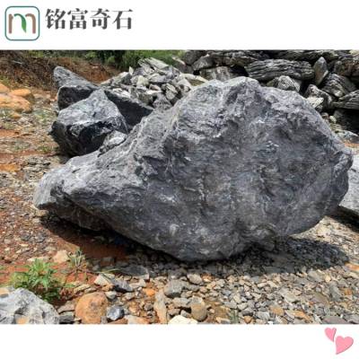 现代城市绿化点缀石，黑山石工艺切片材料，湖北坚硬石材直批