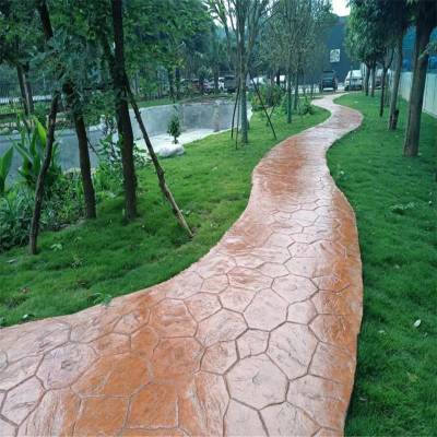 艺术压花地坪 彩色水泥路面压纹 水泥地面压模混凝土 仿石道路材料