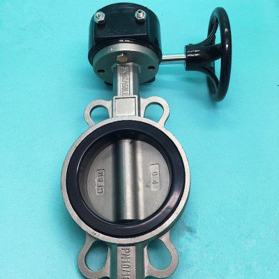 不锈钢对蜗轮夹蝶阀d371x16pdn150304不锈钢涡轮对夹式手动蝶阀