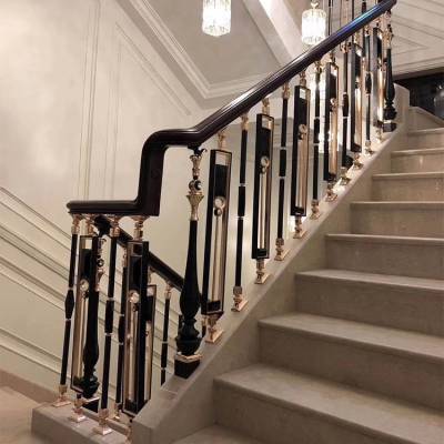 丰城楼梯护栏扶手安装金属雕五谷丰登铝艺雕花栏杆yu379