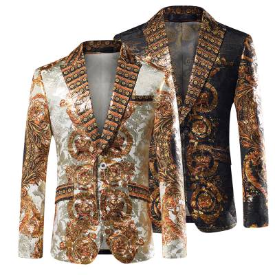 跨境提花西装男宫廷奢华多色西装单件舞台歌手主持人表演服