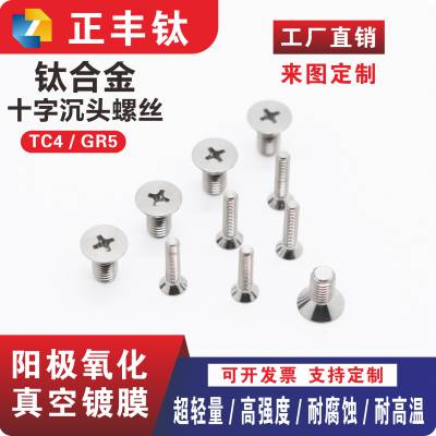 钛合金螺丝 十字沉头螺丝钉 平头彩色小螺钉 M3M4M5M6M8M10 来图定制