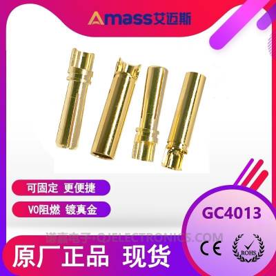 AMASS艾迈斯4mm金插GC4013十字开槽4mm镀金香蕉插头GC4013-F/M