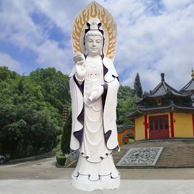 石雕觀音大型漢白玉寺廟供奉南海滴水觀音菩薩神像鎮宅保平安雕塑擺件