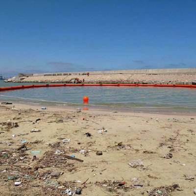 供应海上消防高强度双面涂层围油栏_益泽环保橡胶450型围油栏