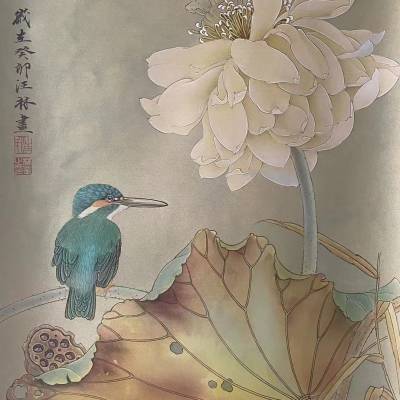 工笔画作品（荷花）五幅作品欣赏 花鸟画家汪林老师创作