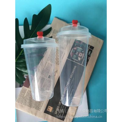 湖南长沙株洲PP注塑磨砂奶茶杯批发定做，高透塑料700杯定制厂家直销