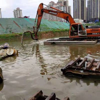 河道清理水上浮筒挖掘机出租按天收费