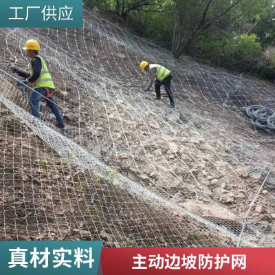 柔性边坡防护网 钢丝绳网 镀锌环形拦石网 山体危岩主动缠绕网