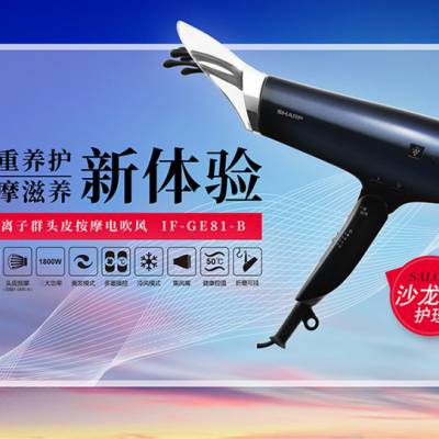 夏普（SHARP）净离子群电吹风家用IF-GE81-B大功率1800W 多种模式