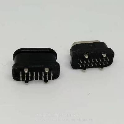 TYPE C 16P立式防水母座 USB C型16P直插防水母头 配防水胶圈
