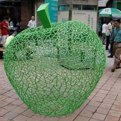 铁艺镂空雕塑 金属苹果雕塑定制厂家