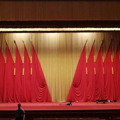 供应各大中小型会议室红旗 礼堂背景旗 舞台旗帜 红旗幕布 红旗底座