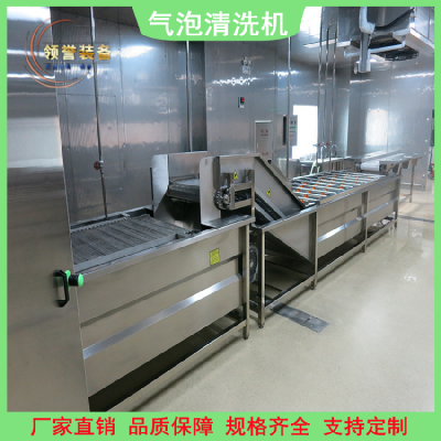 领誉 大型气泡喷淋式洗菜机 6米预制蔬菜前处理清洗设备